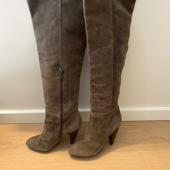 Ash from Revolve Over the Knee Boot Suede Taupe - Picture 2 of 6